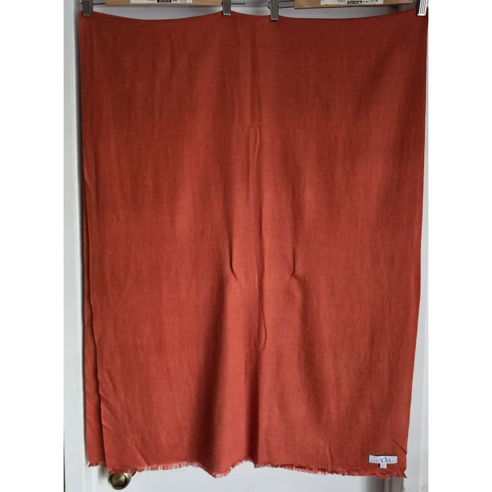 Kate Kanon Women's Rectangle Scarf Orange Cashmere Silk Blend Nepal 98in‎